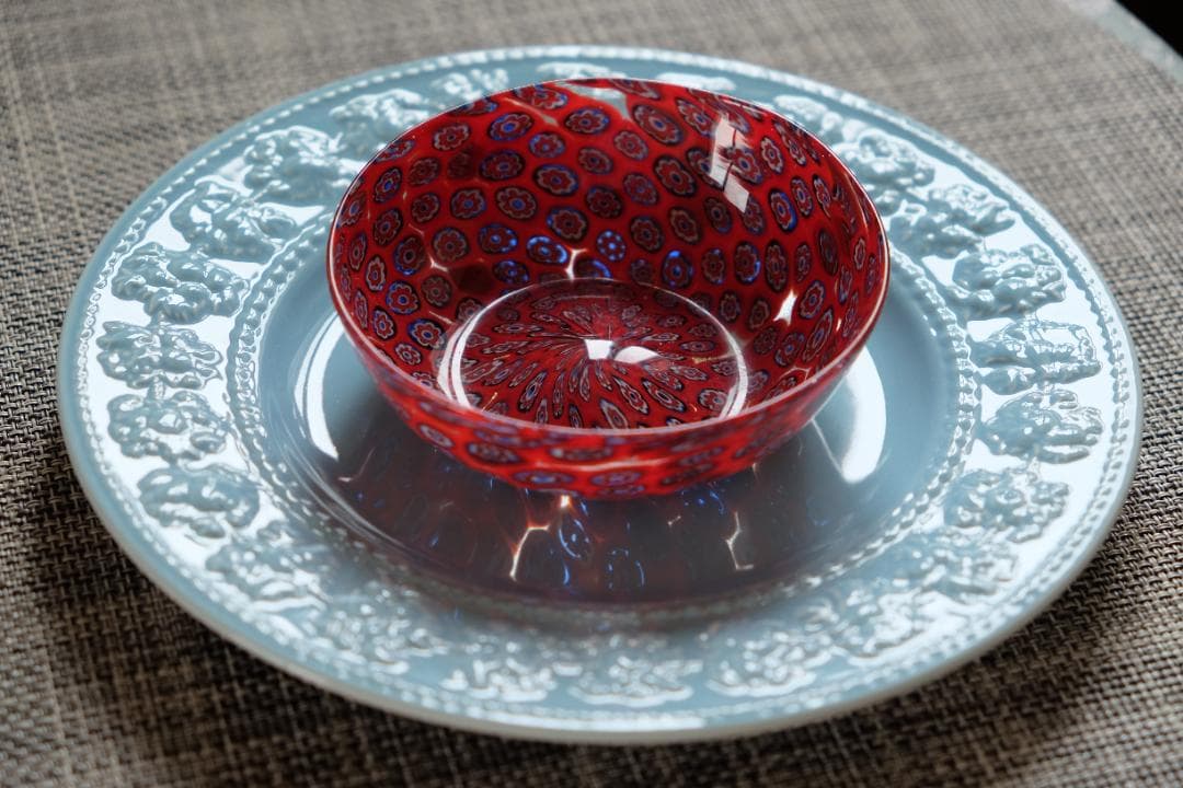 ベネチアンガラス プレート ミルフィオリ 検/アラビア 江波冨士子 花瓶