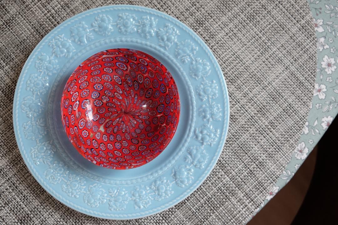 ベネチアンガラス プレート ミルフィオリ 検/アラビア 江波冨士子 花瓶