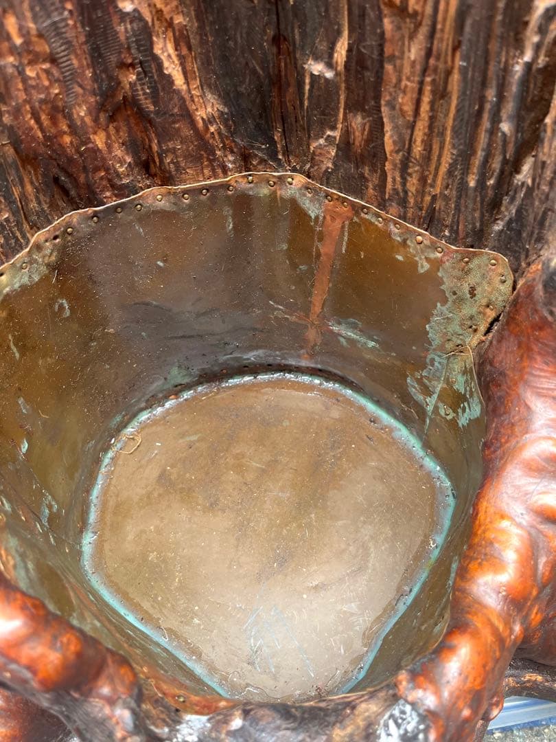 花台 木瘤 茶道具 華道 逸品 自然木 瘤付き 花器・銅根木 古美術