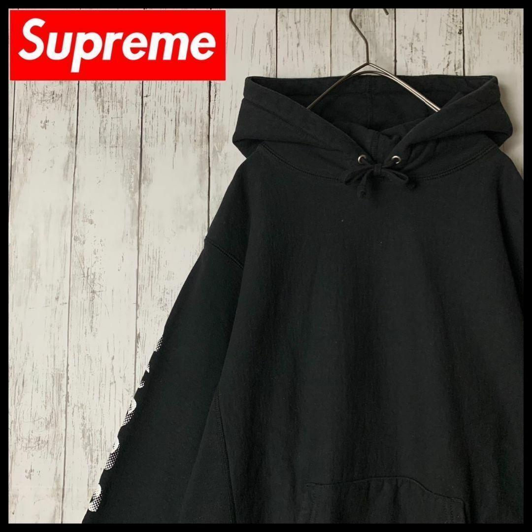 【ビッグシルエット】シュプリーム☆スリーブビッグロゴ入り希少パーカー/1106.