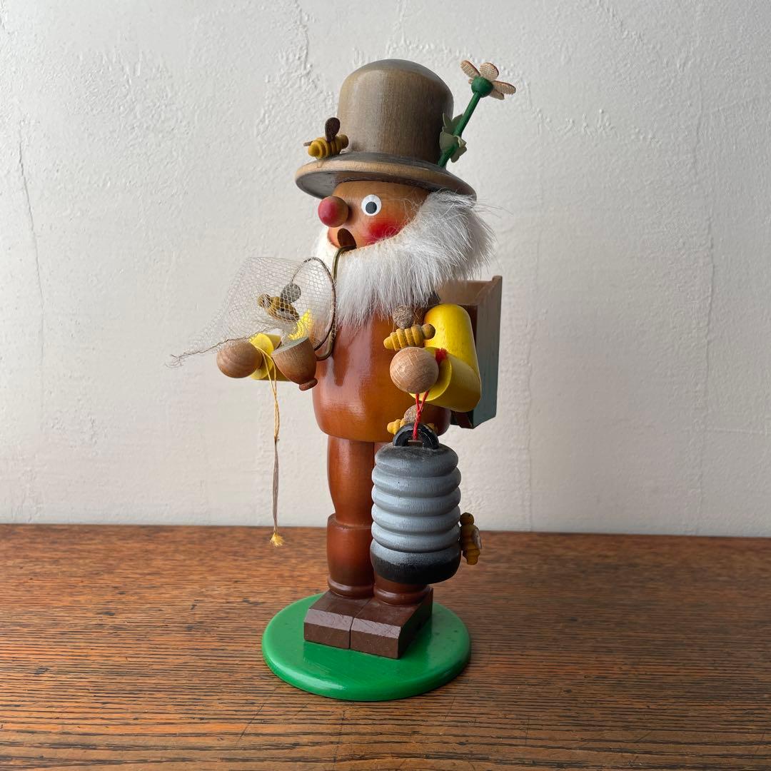 ドイツ製 シュタインバッハ 煙出し人形 養蜂家 オルゴール 木製 旧