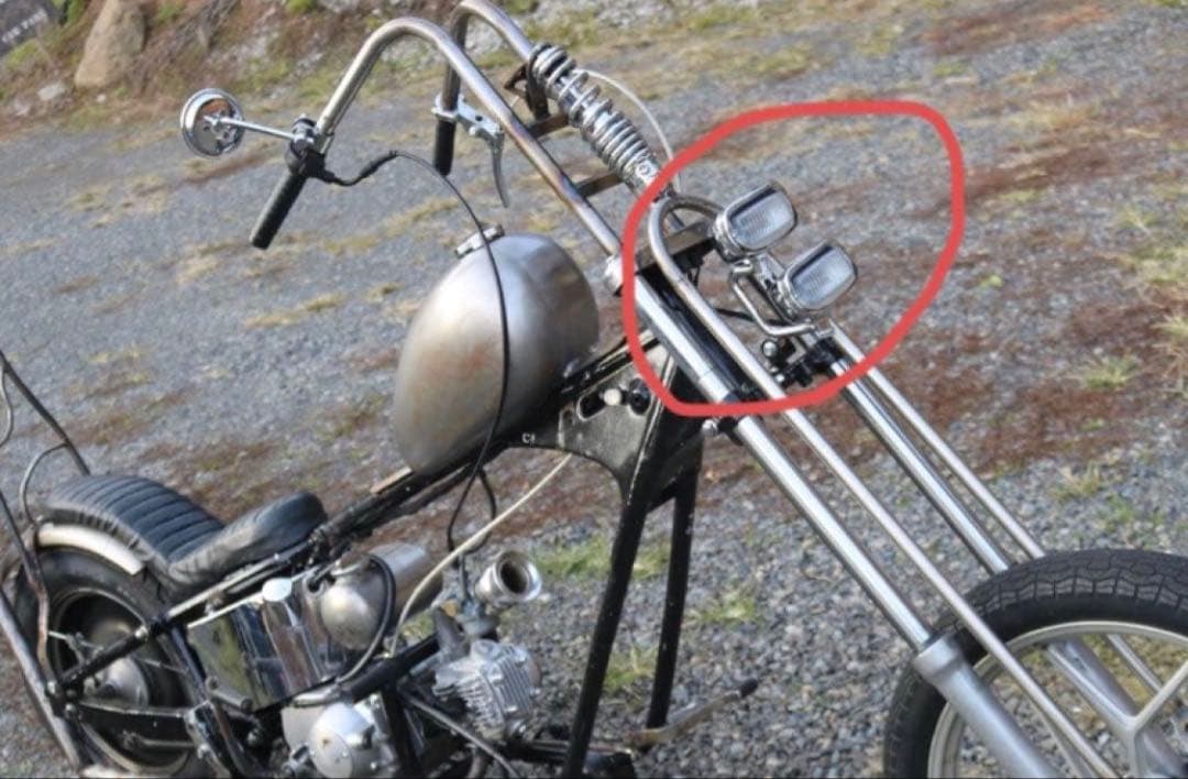 新品未使用】 ダブル ヘッドライト 専用ステー付き チョッパー