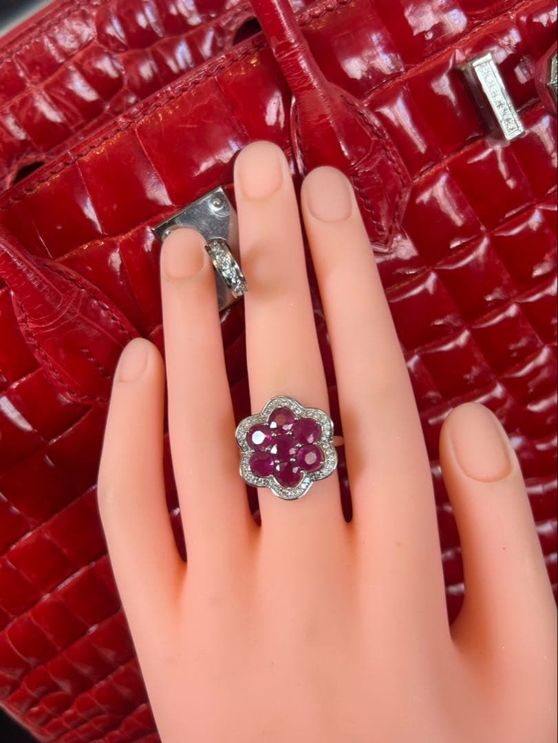 硝*ゴ様 天然ルビーサイズ限定14.5号➕カボションルビーネックレスセット