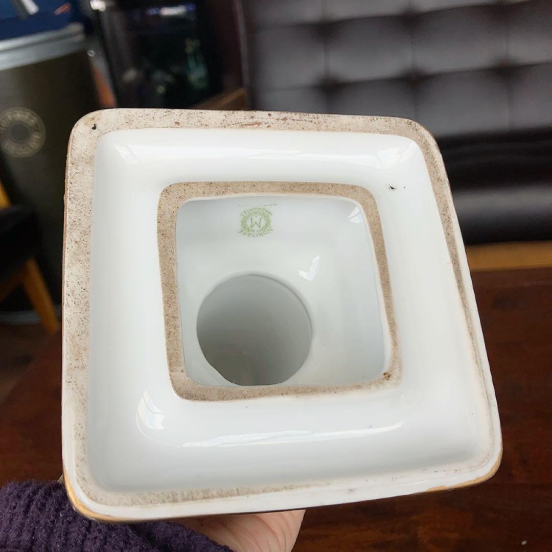 オールドノリタケ 黒地×白梅 アンティーク燭台 金縁 アンティーク