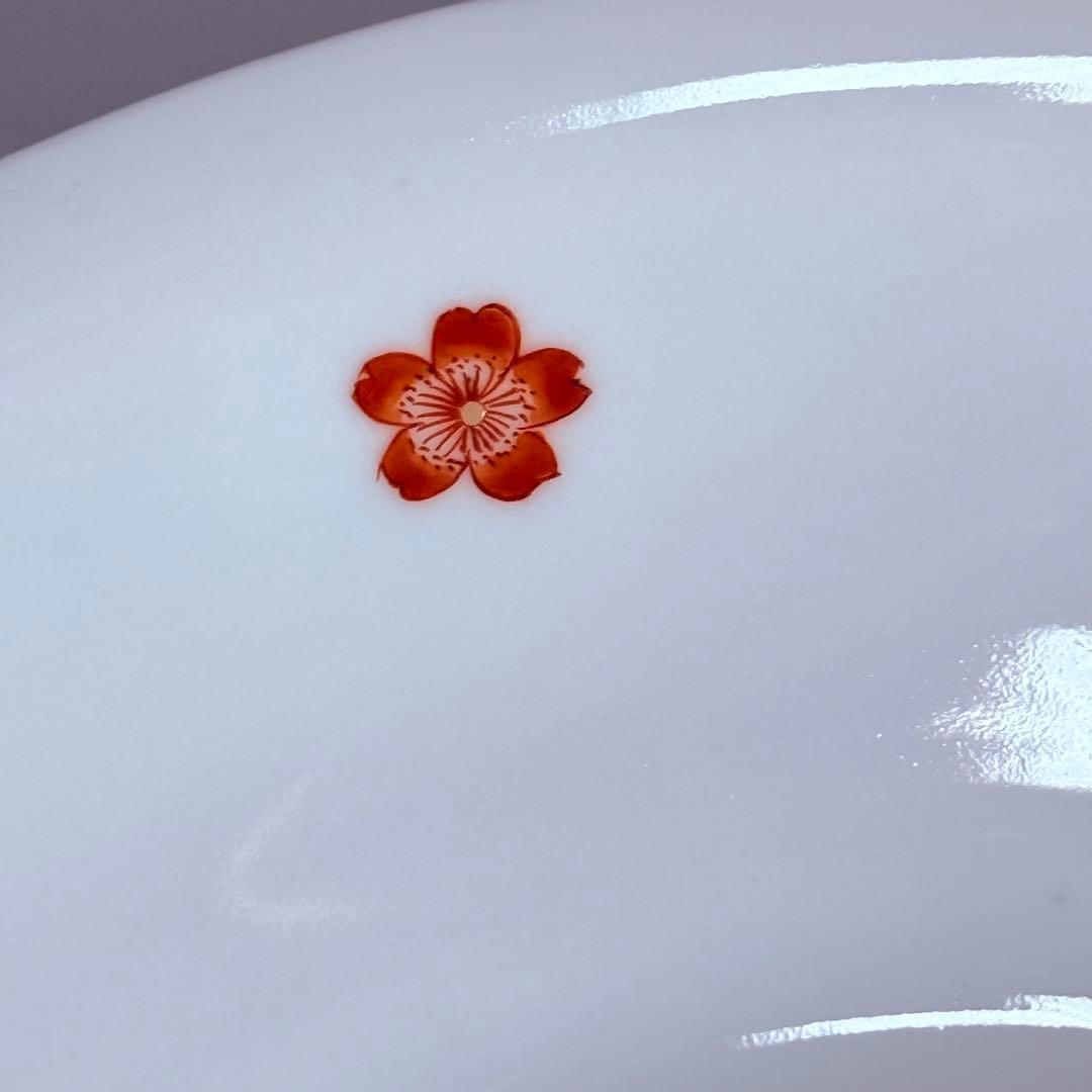 肥前有田　十二代今右衛門造　錦波桜絵文様菓子器　共箱　22cm　国重要無形文化財