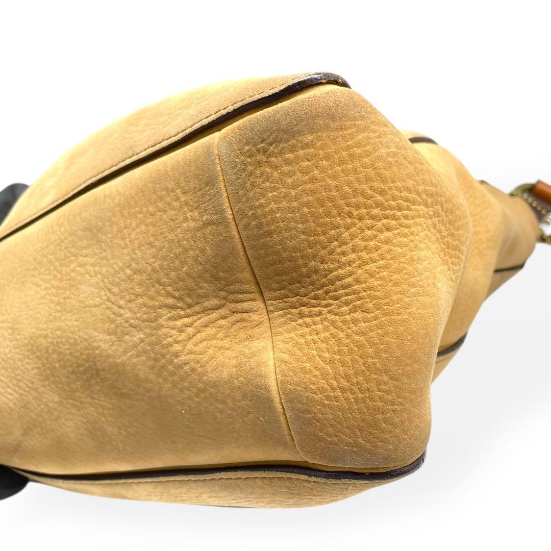 美品　COACH コーチ　ショルダーバッグ　ヌバック　レザー　ターンロック　茶