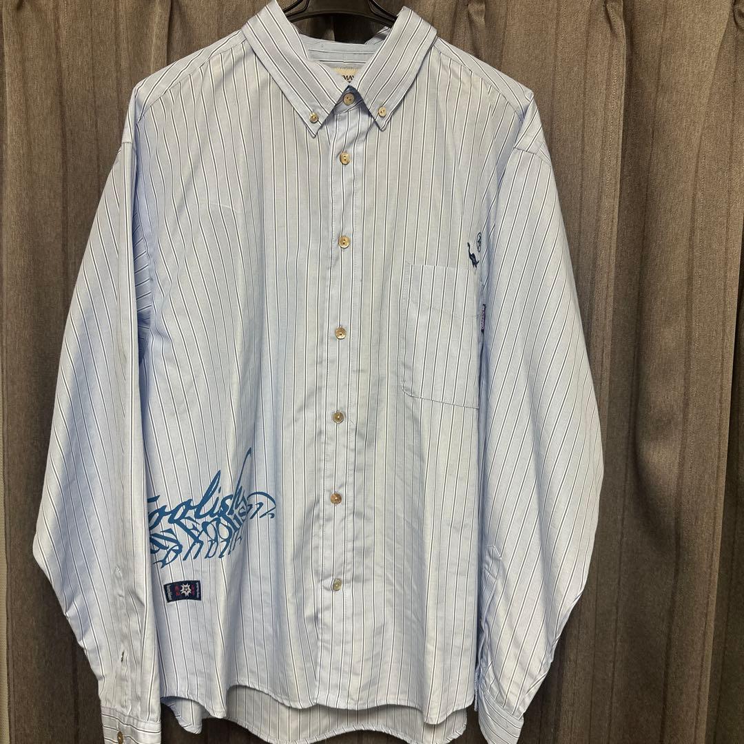 名巧は愚なるが如し ブルーストライプシャツ XL