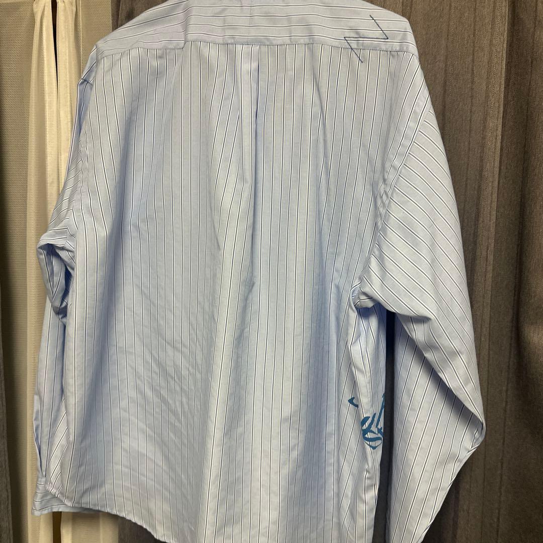 名巧は愚なるが如し ブルーストライプシャツ XL