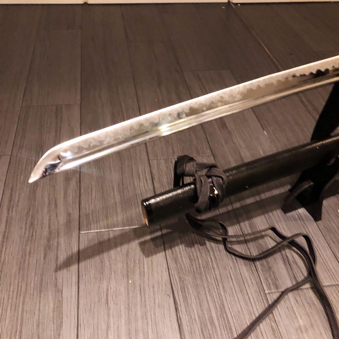 ウィッスキ　高級模造刀　居合刀　樋入り刀身　黒拵え　亜合金刀身