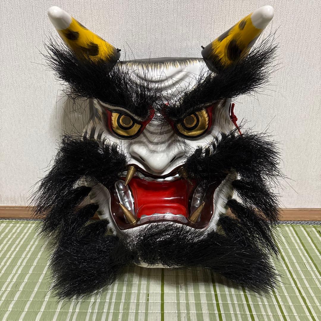 石見神楽面 将鬼 鬼 男 お面 能面 壁掛け 般若 角 置物 レトロ 工芸