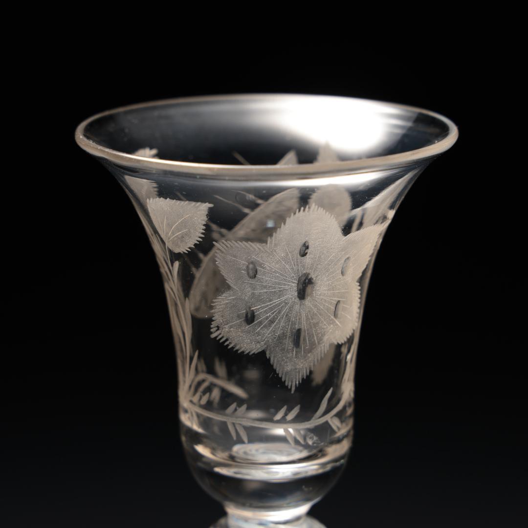 アンティークグラス ジャコバイト バラと蝶 ツイストステム R1539ダI