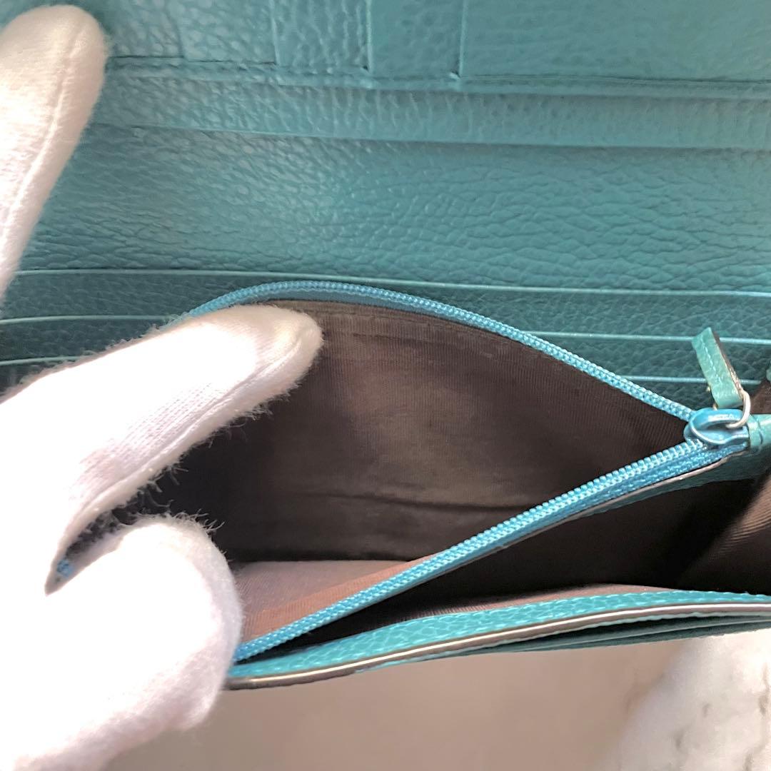 GUCCI グッチ 長財布 GG 金具 レザー ブルー　美品　0112-⑤