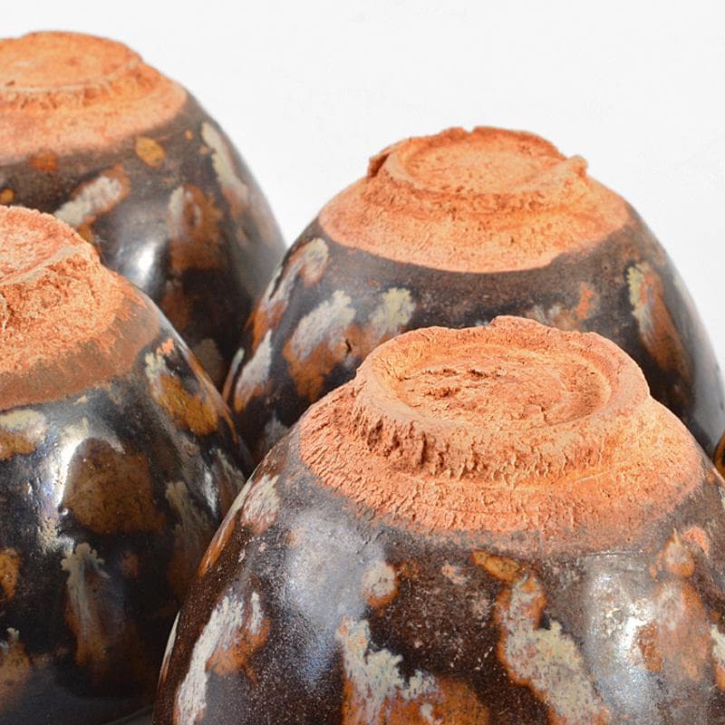 中国 吉州窯 玳玻天目 煎茶碗 五客 F R5571