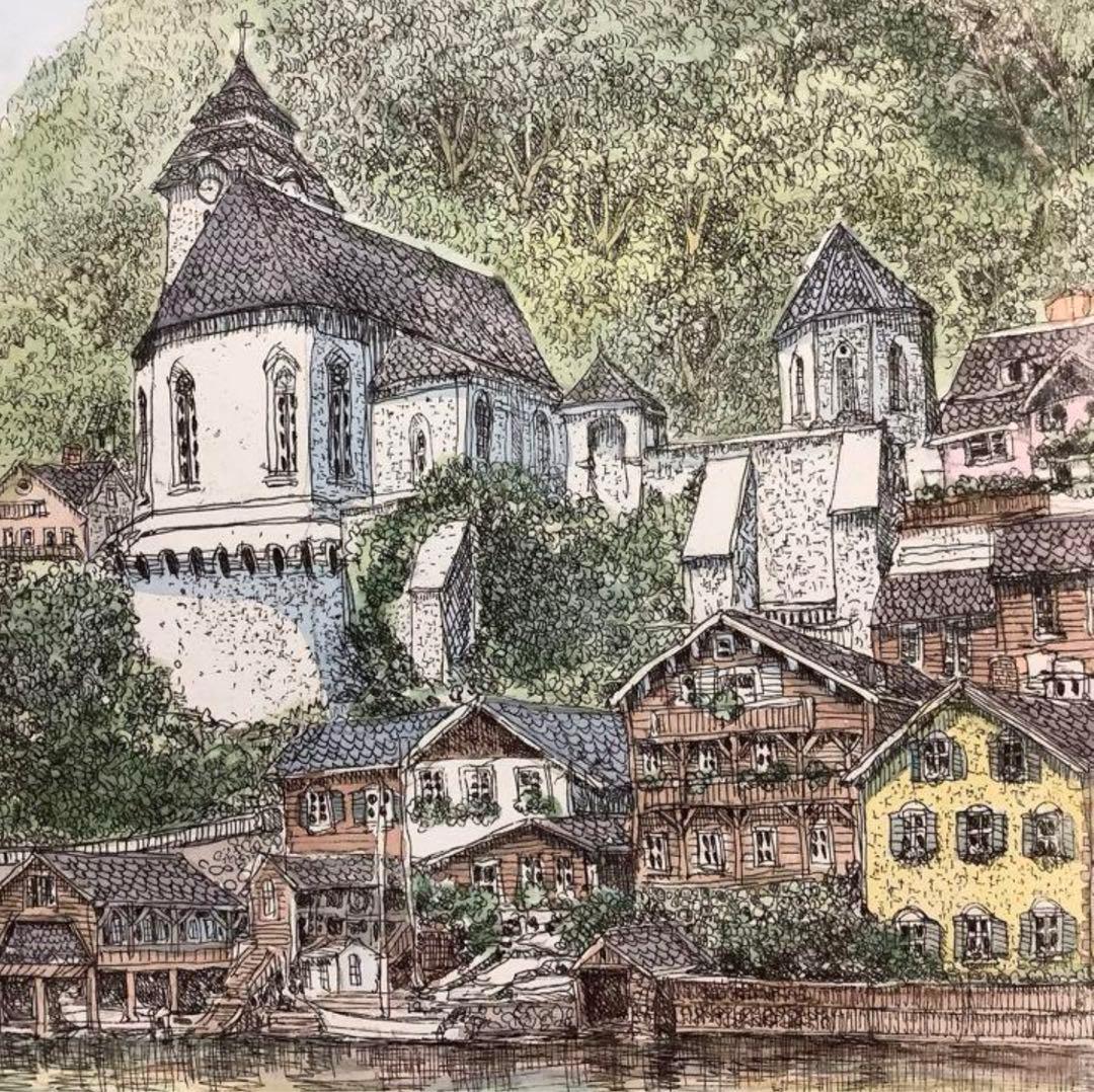 絵画・額縁・版画・織田 義郎・新品未使用・ハルシュタットⅢ・美術品