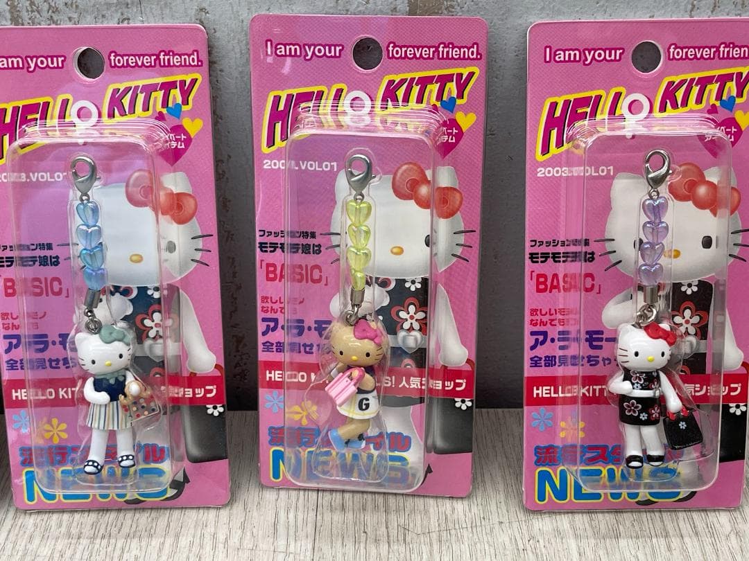 ハローキティ 2003年 ラインストーンストラップ 他 5種 コンプリートセット