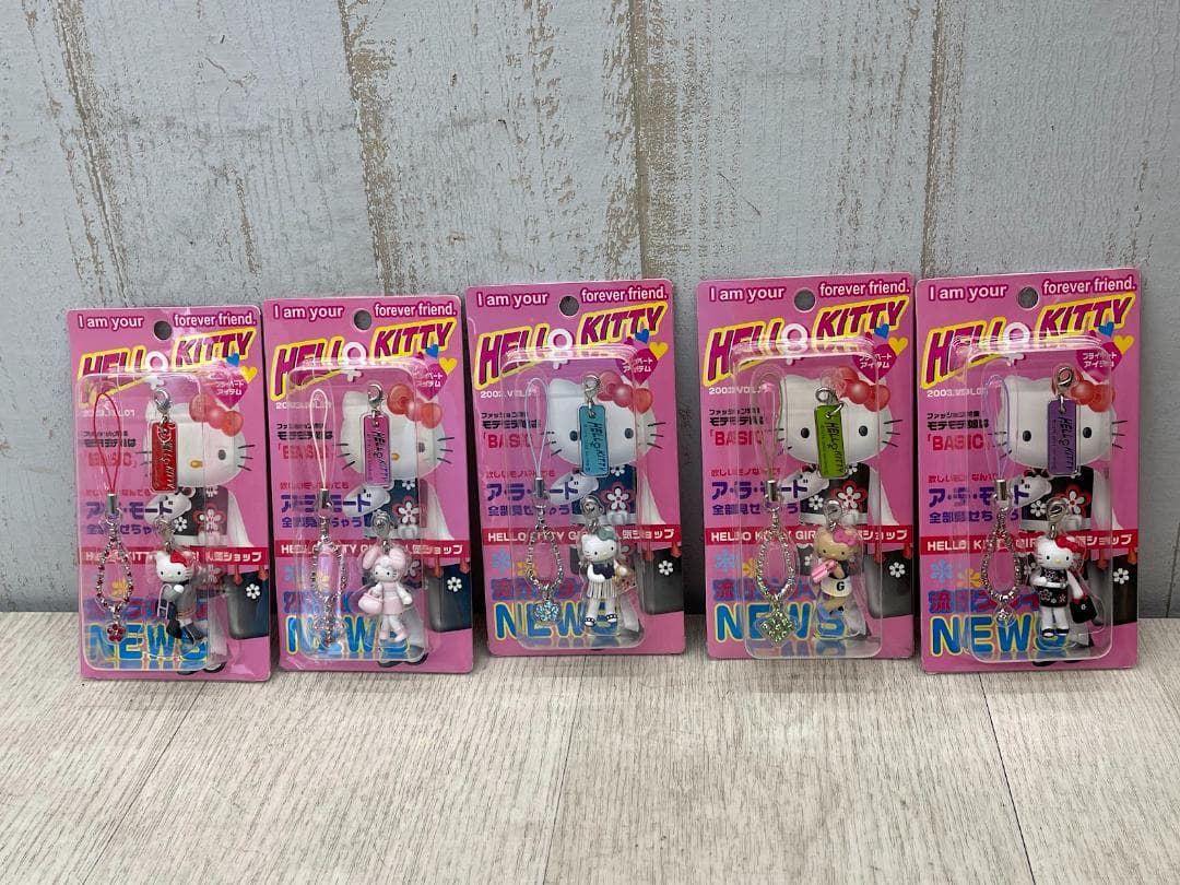 ハローキティ 2003年 ラインストーンストラップ 他 5種 コンプリートセット