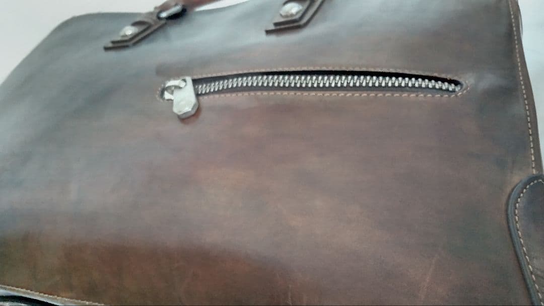 フランチェスコベニーニョ レザー ブリーフケース ブラウン 2室