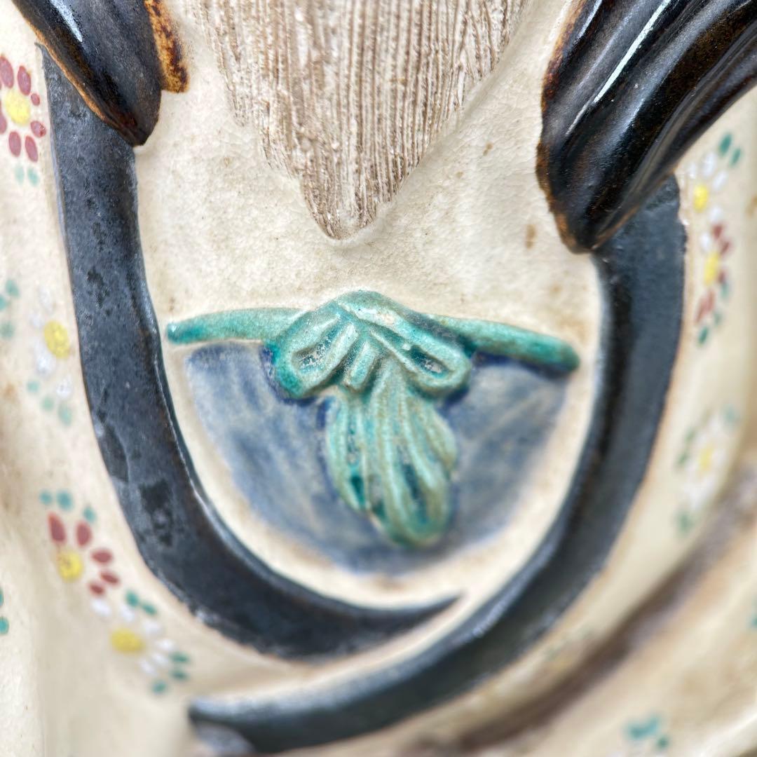 平安竹泉】作 菊花仙俵着彩八十翁福禄寿 陶像 七福神