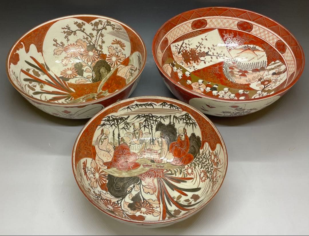 九谷焼 赤絵 金彩 三丼 三鉢 b5859 - メルカリ