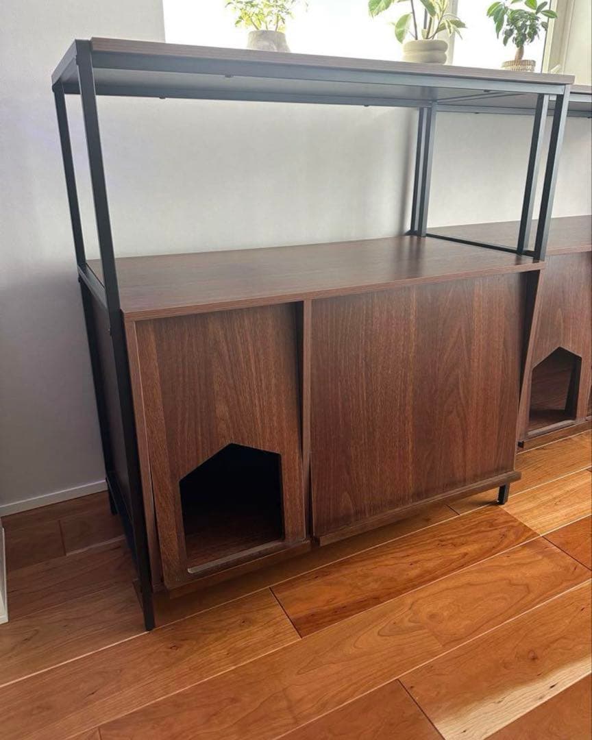 アイアンラック サイドボード 収納棚 木製 ブラウン ブラック 猫 トイレ