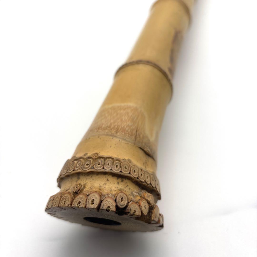 美品】尺八 琴古流 バチ型 銘あり 竹治 1尺7寸 5孔 和楽器 唄口7号の