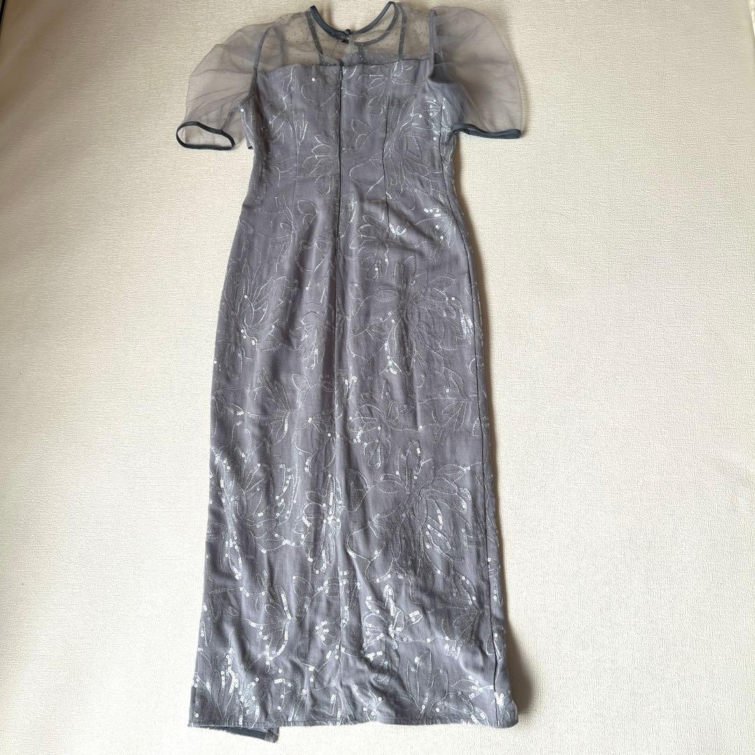 LEJA-ドットチュール花柄Iラインワンピースドレス 結婚式 レディース