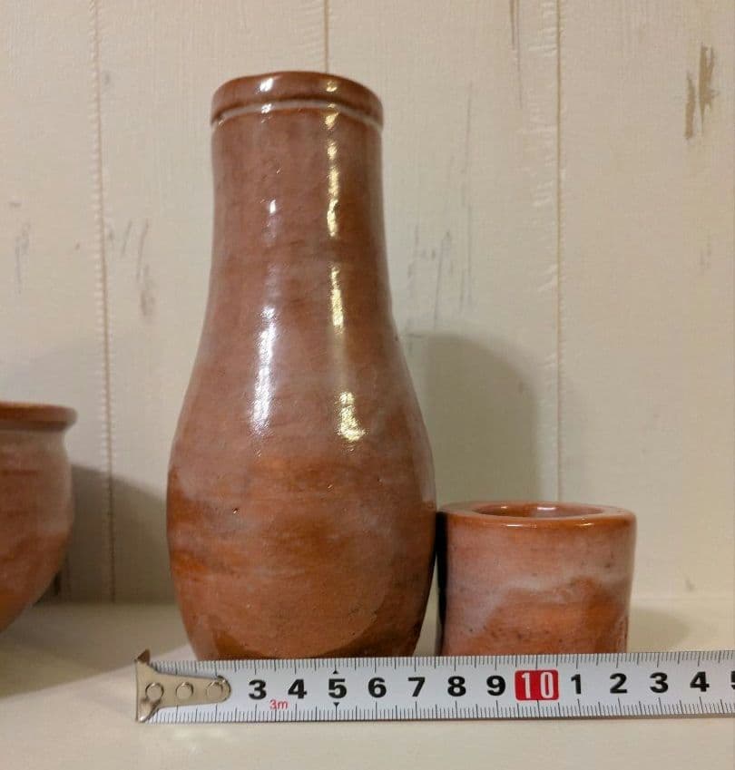 茶道具 建水 蓋置 杓立 三楽作 赤楽