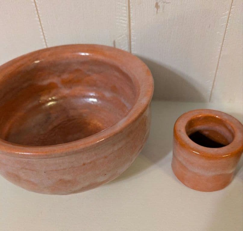 茶道具 建水 蓋置 杓立 三楽作 赤楽
