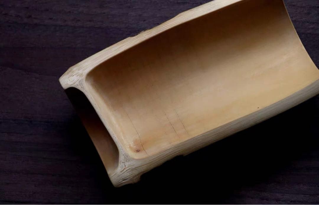001虫喰い竹彫刻茶則、茶合、仙媒、茶道具、煎茶、煎茶道具、中国