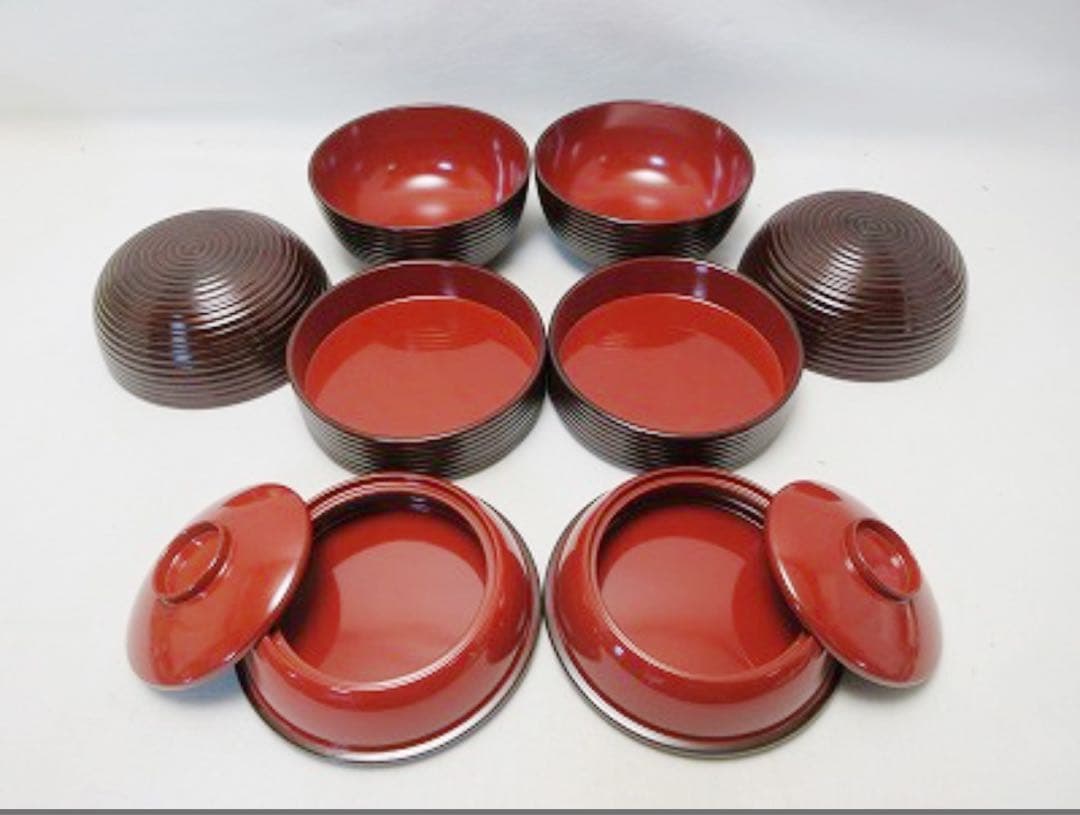 隅切三段重（内朱） - 大館工芸社 未使用 懐石道具 木製溜塗 信玄三段