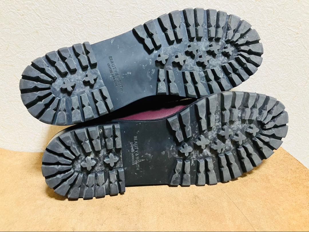 【美品】ユナイテッドアローズ　チロリアンシューズ　レザーシューズ　ワインレッド