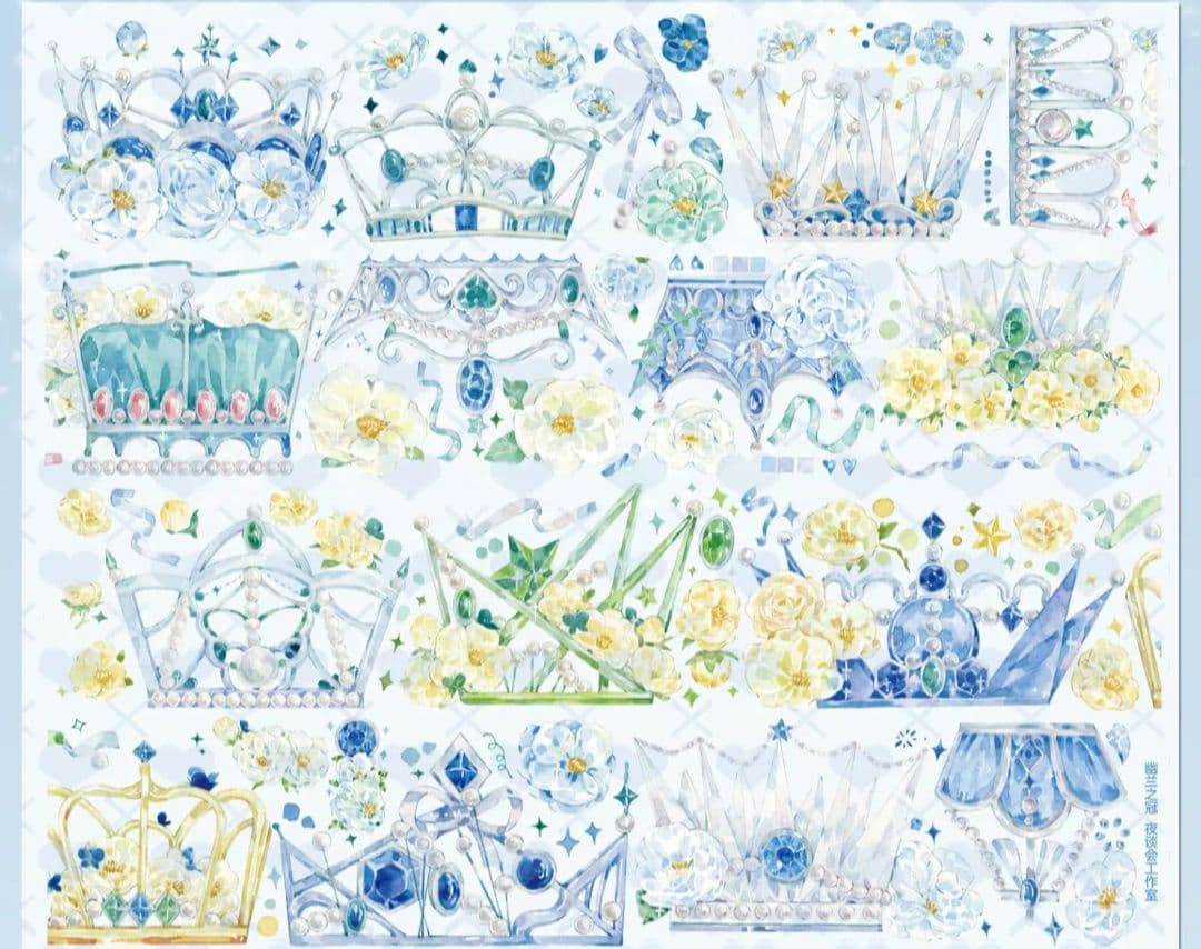 巻売 154☆ 海外 マスキングテープ マステ PET 装飾 花 王冠 贝壳光