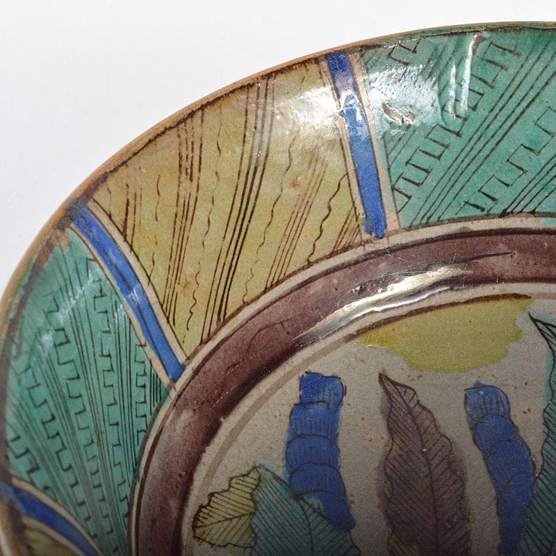 九谷焼 古九谷 青手九谷 草文 菓子鉢 時代箱付 V R7129