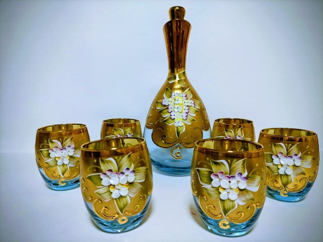 イタリアムラーノ•ベネチアングラスミラートレイ＆ベネチアングラス