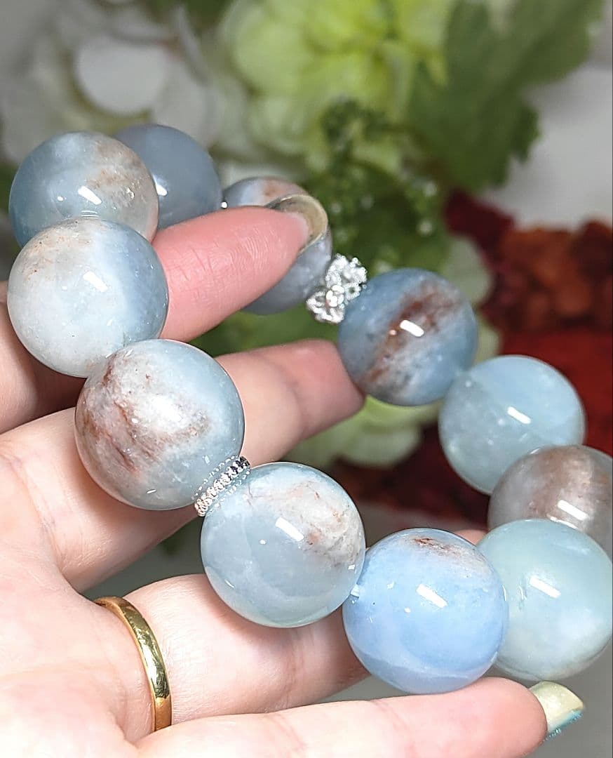 母岩付　アクアマリン　マトリックスアクアマリン　ブレスレット