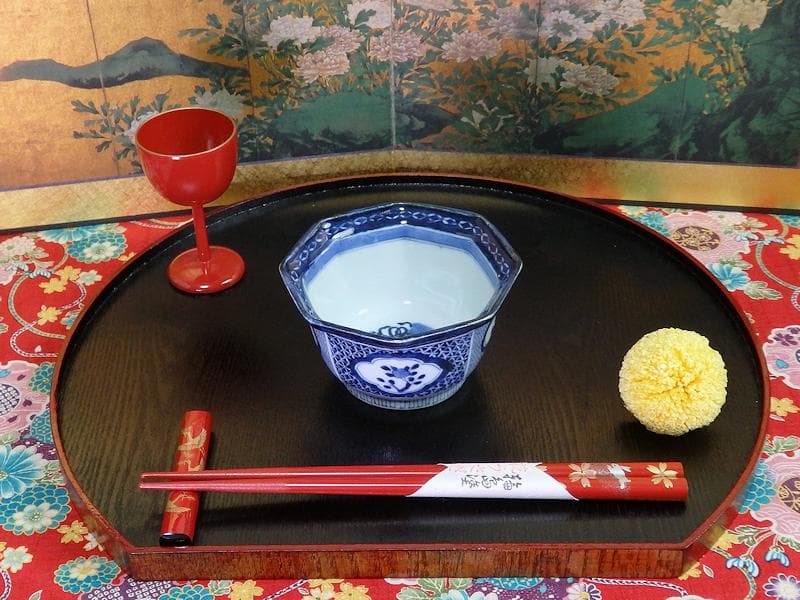 古伊万里 染付 毘沙門亀甲紋に花図 八角向付 5客 A234AS-