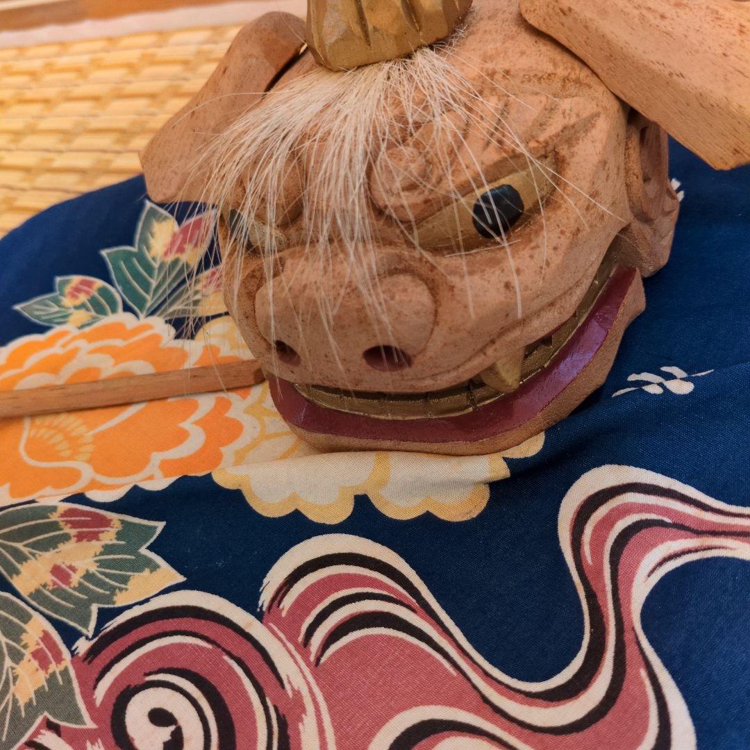 木製 加賀獅子舞 置物 2体セット