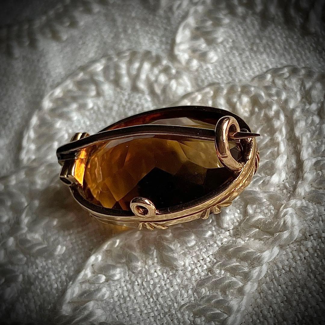 k10 イギリス ジョージアン シトリンブローチ