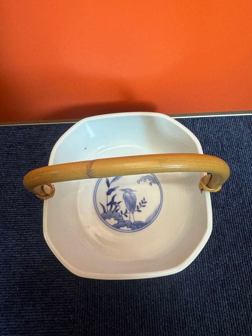 1891 宮内庁御用達『十四代 辻常陸』 辻製 染付花鳥 手付き鉢 有田焼