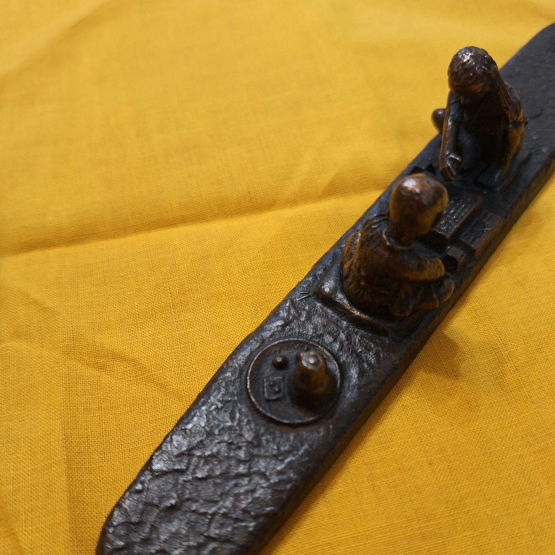 未使用)青銅製文鎮 勝負 治彦 作 文鎮 ペントレイ セット 文房具・事務用品