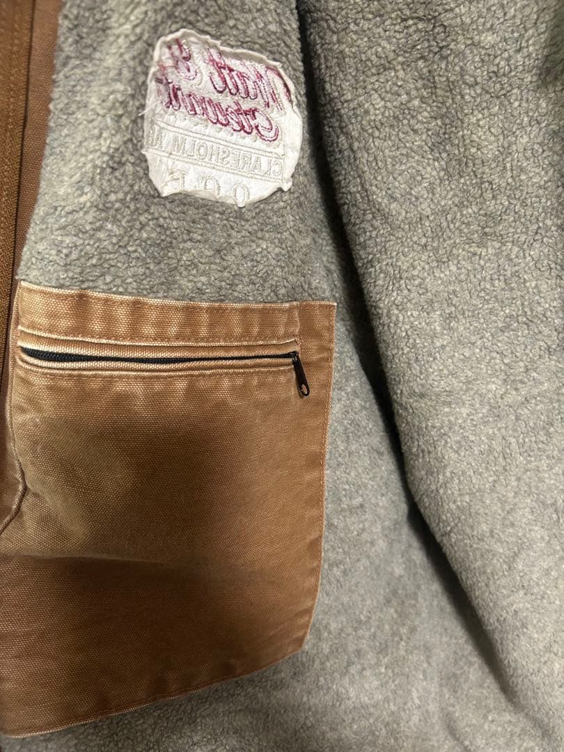 す*ぎ様 カーハート 刺繍ロゴ アクティブパーカー 革タグ ダック地 裏ボア