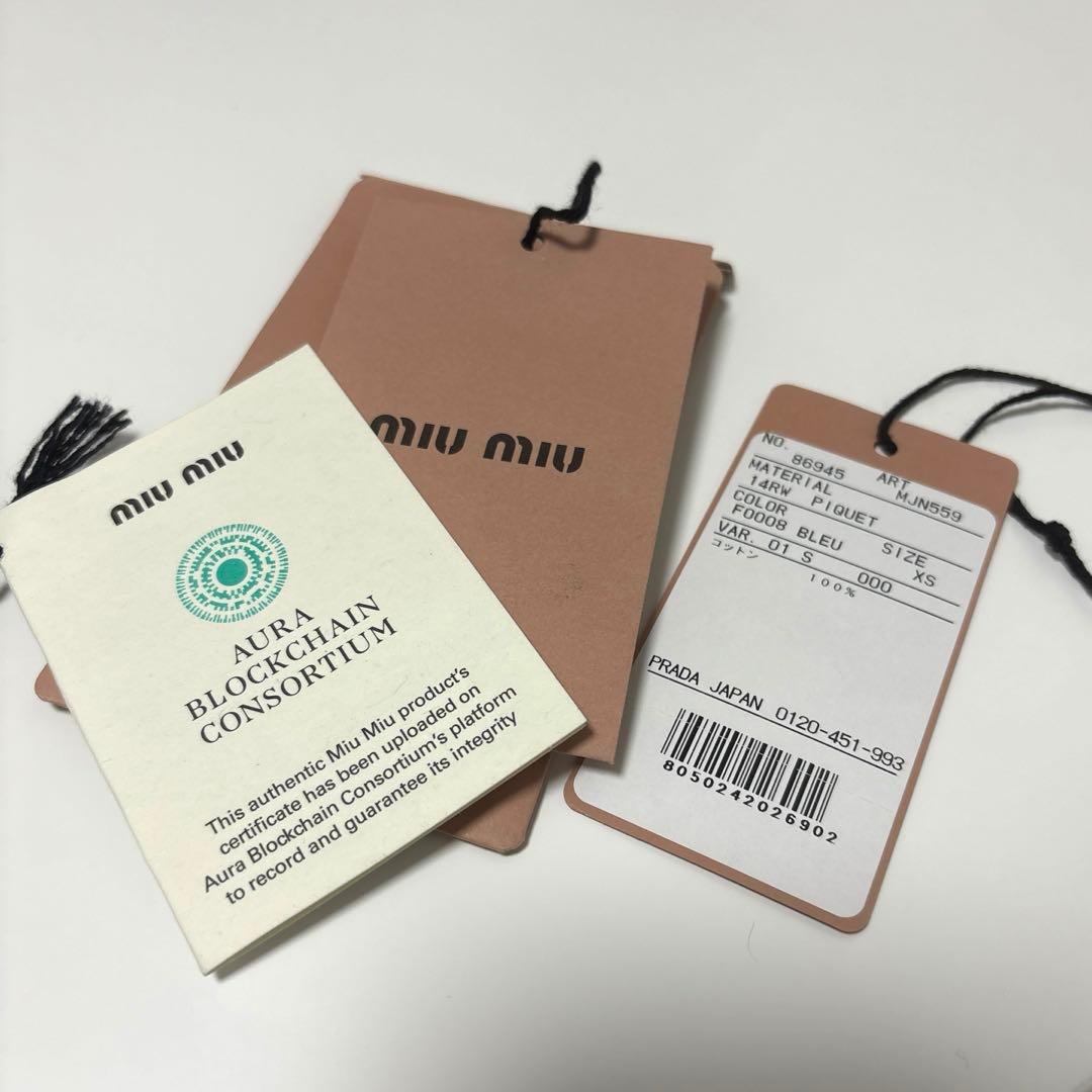 MIU MIU ネイビー コットンピケポロシャツ　半袖　タグあり