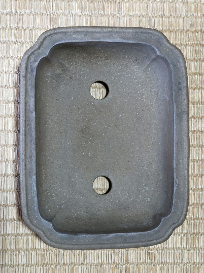 ♢中国？宜興窯 梨地 隅切り長方形ミニ盆栽鉢 小品盆栽鉢 古美術