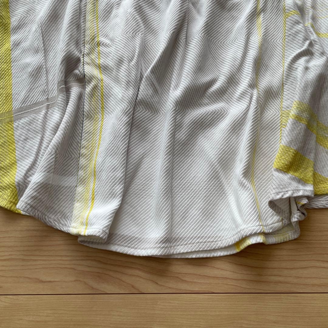 ストライプ フレアスカート ホワイト/イエロー