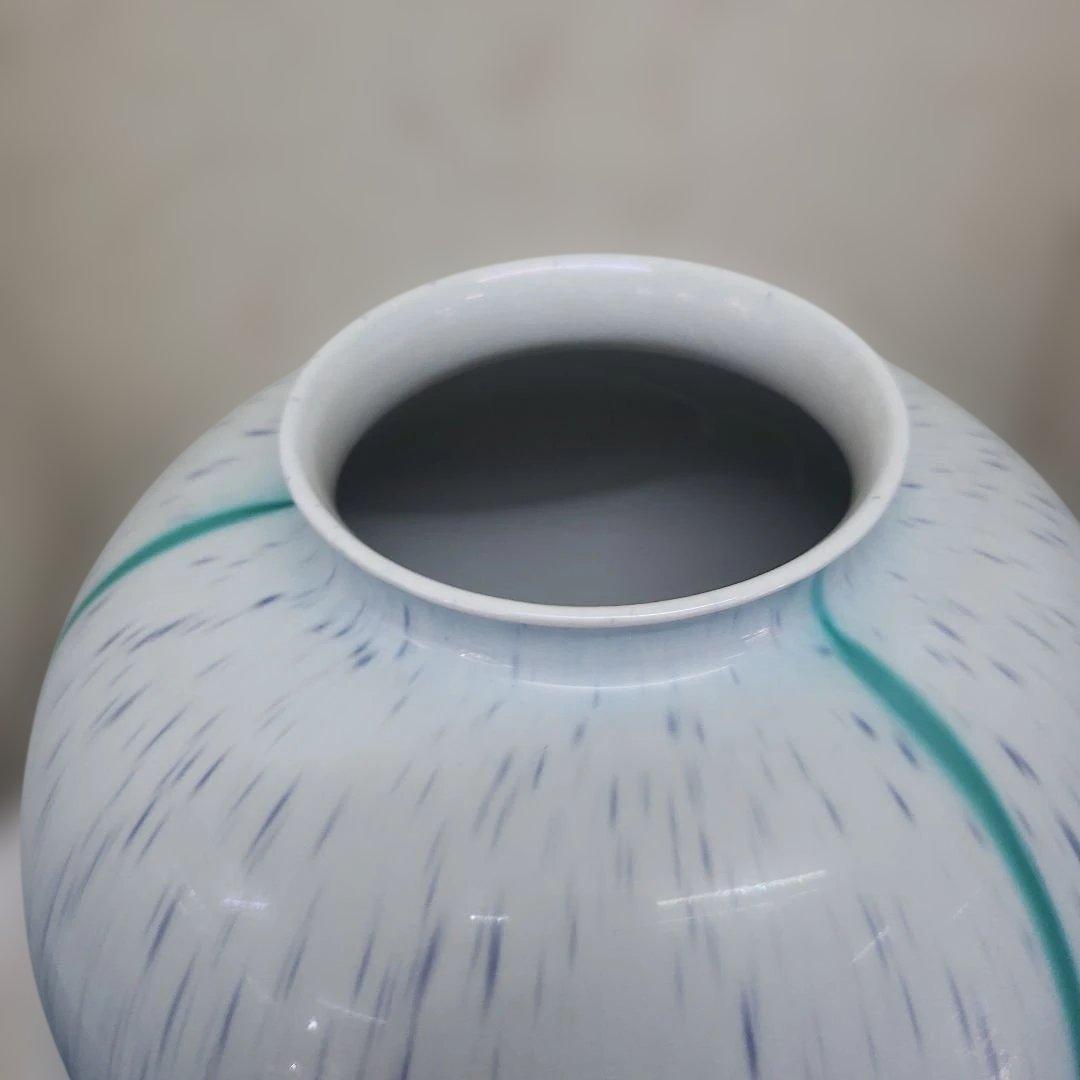 蔵出し特価 作家物九谷焼 花瓶 グラデーション 陶器直径27口径12高