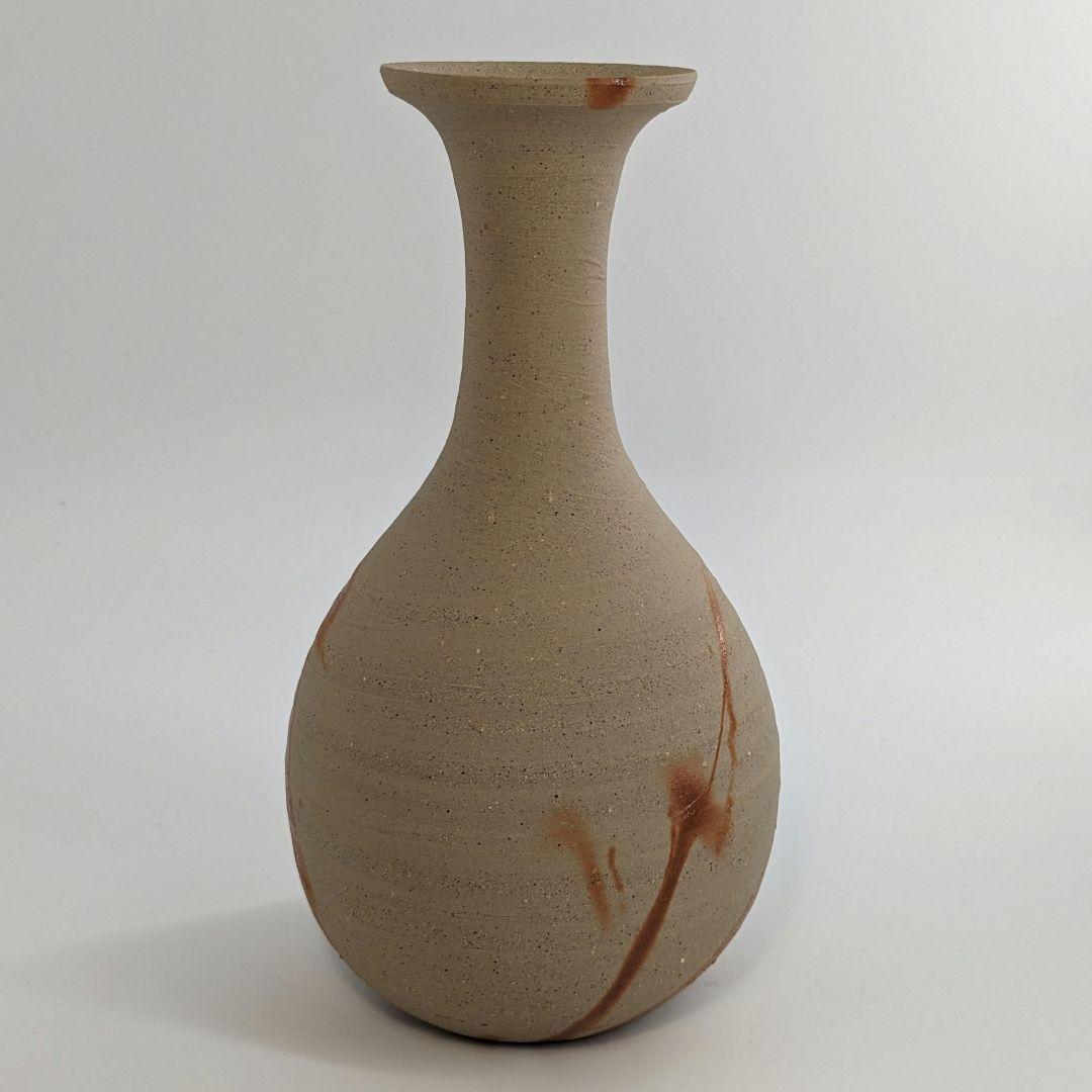 岡山県重要無形文化財 山本出 備前焼 緋襷一輪花入 花器 花瓶 フラワー