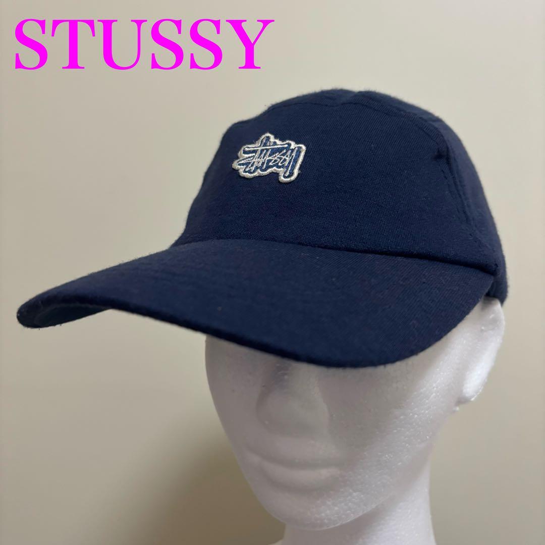 old stussy Headgear ジェット キャップ 紺 刺繍ロゴ