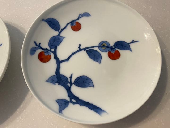 人間国宝 14代酒井田柿右衛門 染錦柿文 柿絵皿