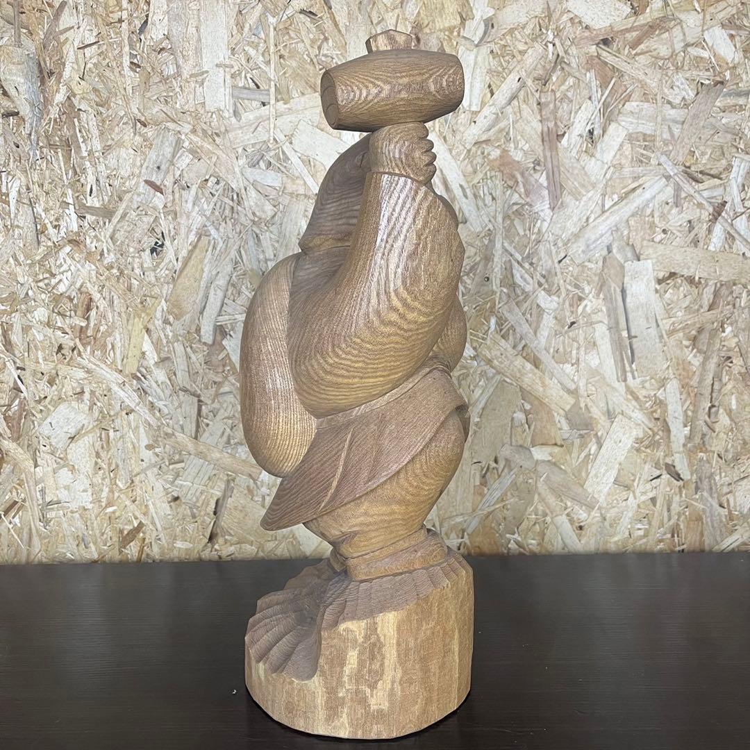 大黒天 木彫り 置物 一刀彫 アンティーク ヴィンテージ レトロ 縁起物