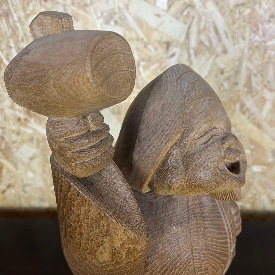 大黒天 木彫り 置物 一刀彫 アンティーク ヴィンテージ レトロ 縁起物